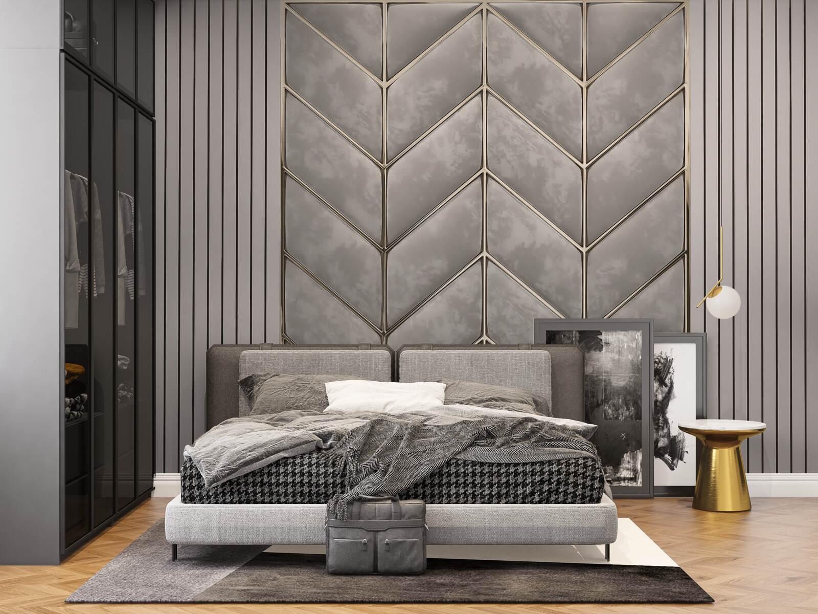 Fotobehang grijs-gouden textuur