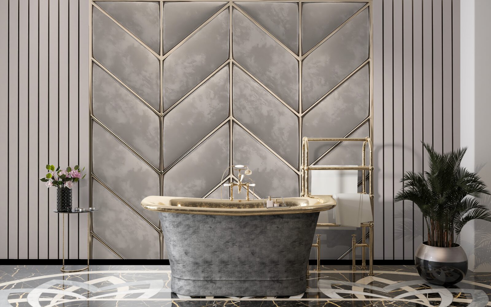 Fotobehang grijs-gouden textuur