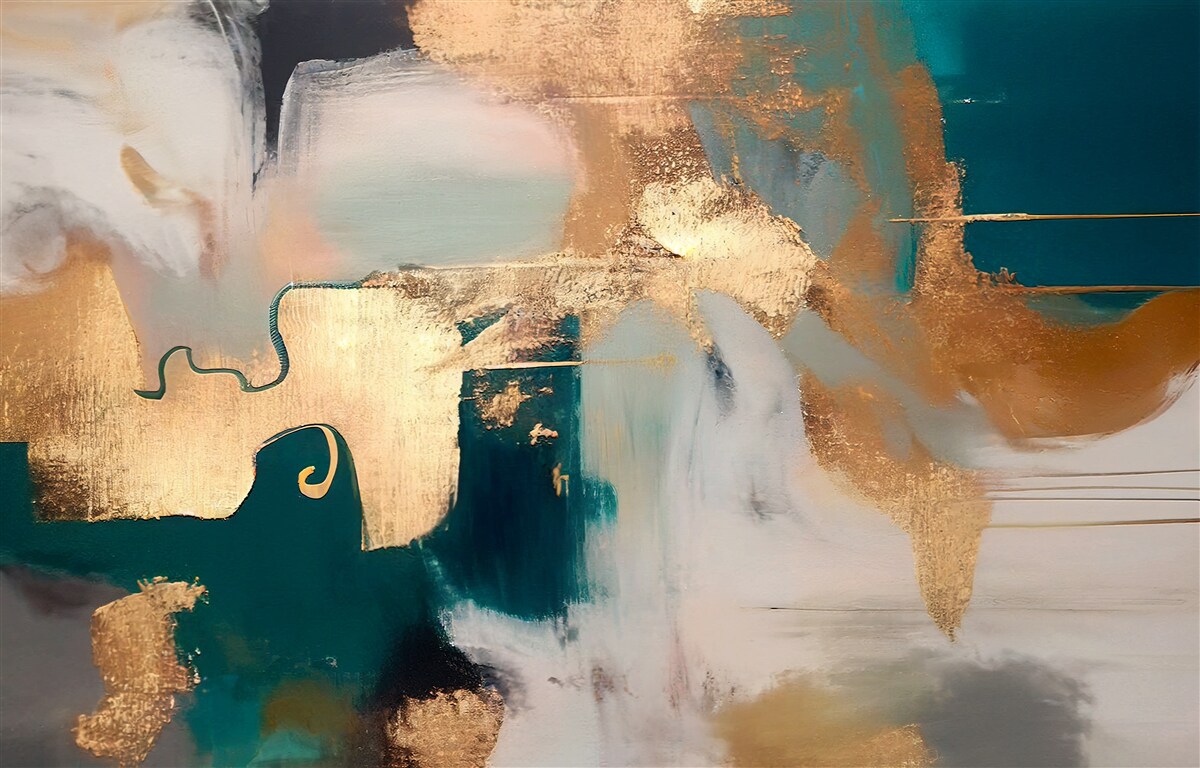 Fotobehang vlekkerig goud op grijs marmer