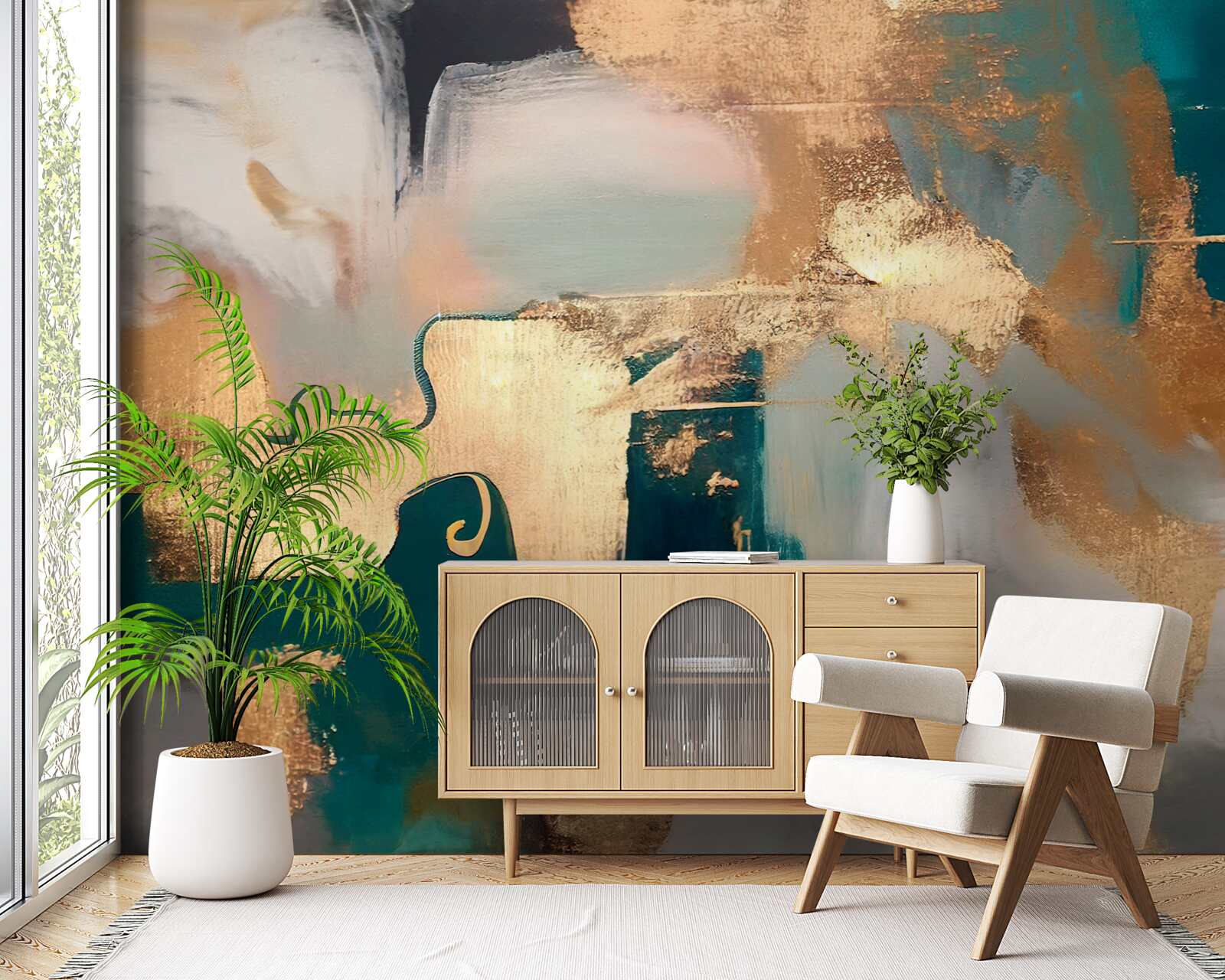 Fotobehang vlekkerig goud op grijs marmer