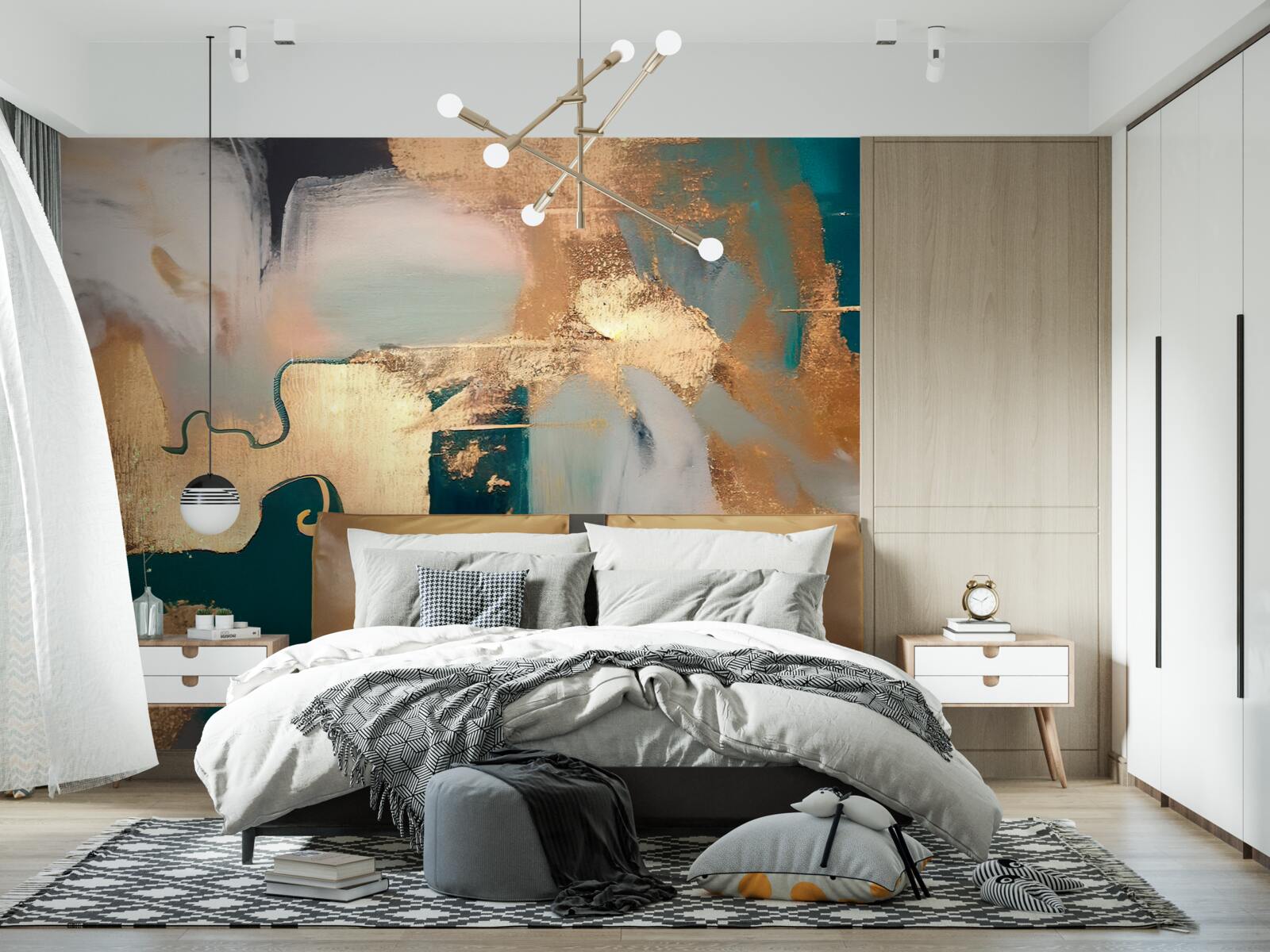 Fotobehang vlekkerig goud op grijs marmer