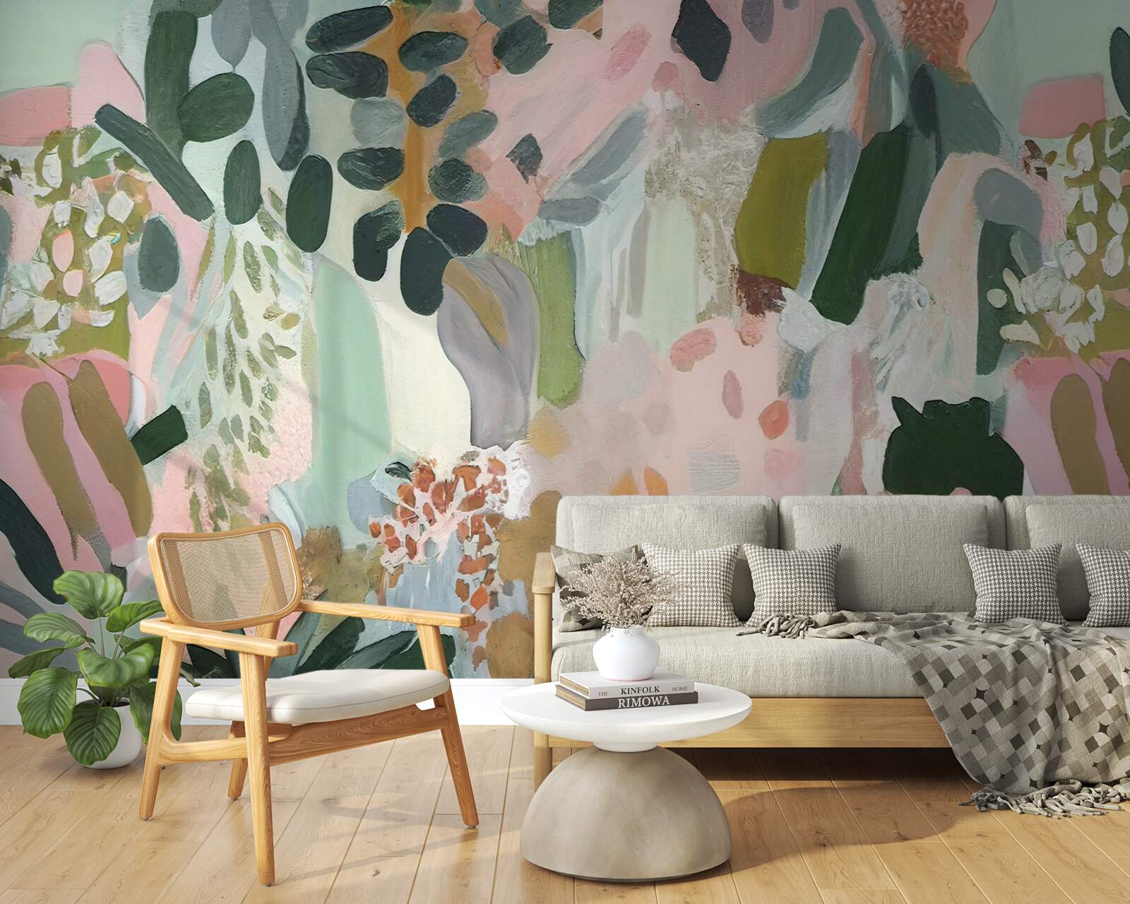 Fotobehang oerwoudbladeren in een abstracte stijl