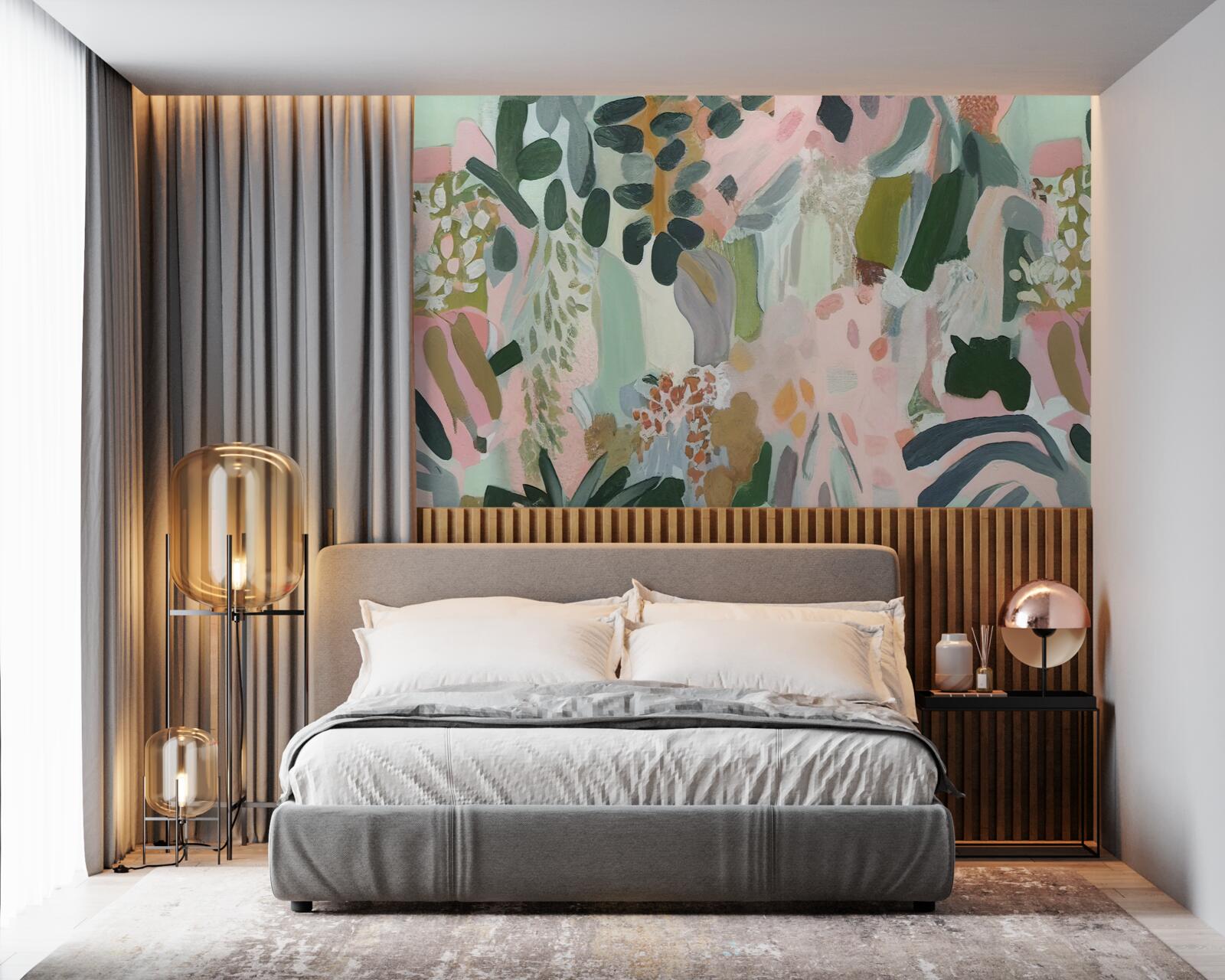 Fotobehang oerwoudbladeren in een abstracte stijl