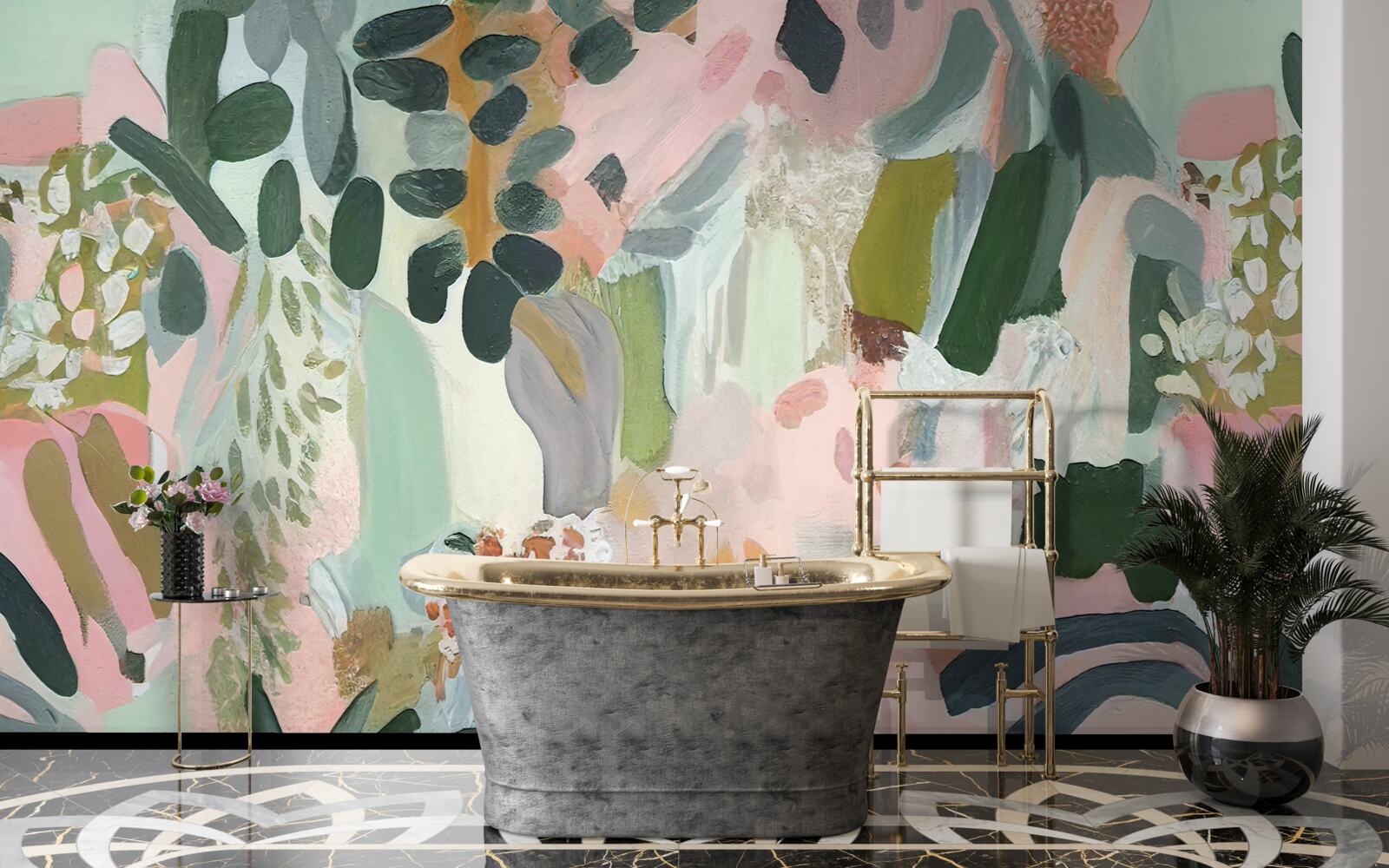 Fotobehang oerwoudbladeren in een abstracte stijl