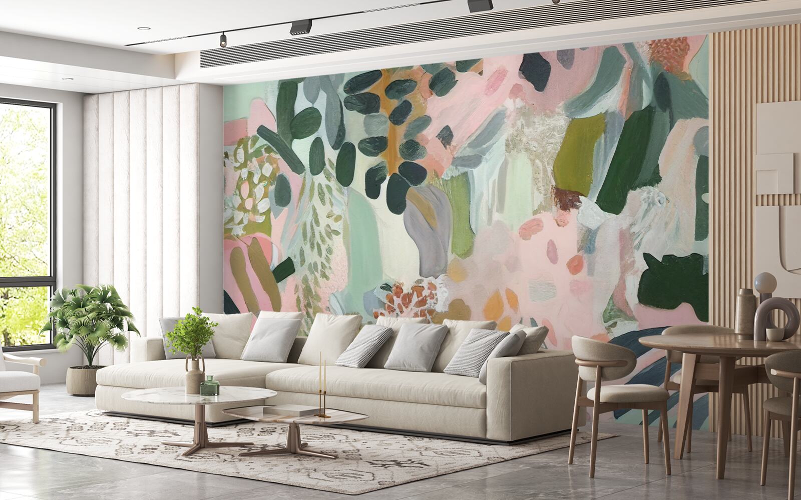 Fotobehang oerwoudbladeren in een abstracte stijl