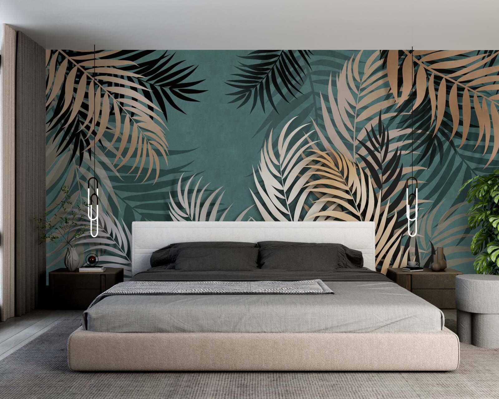 Fotobehang gouden varen bij nacht