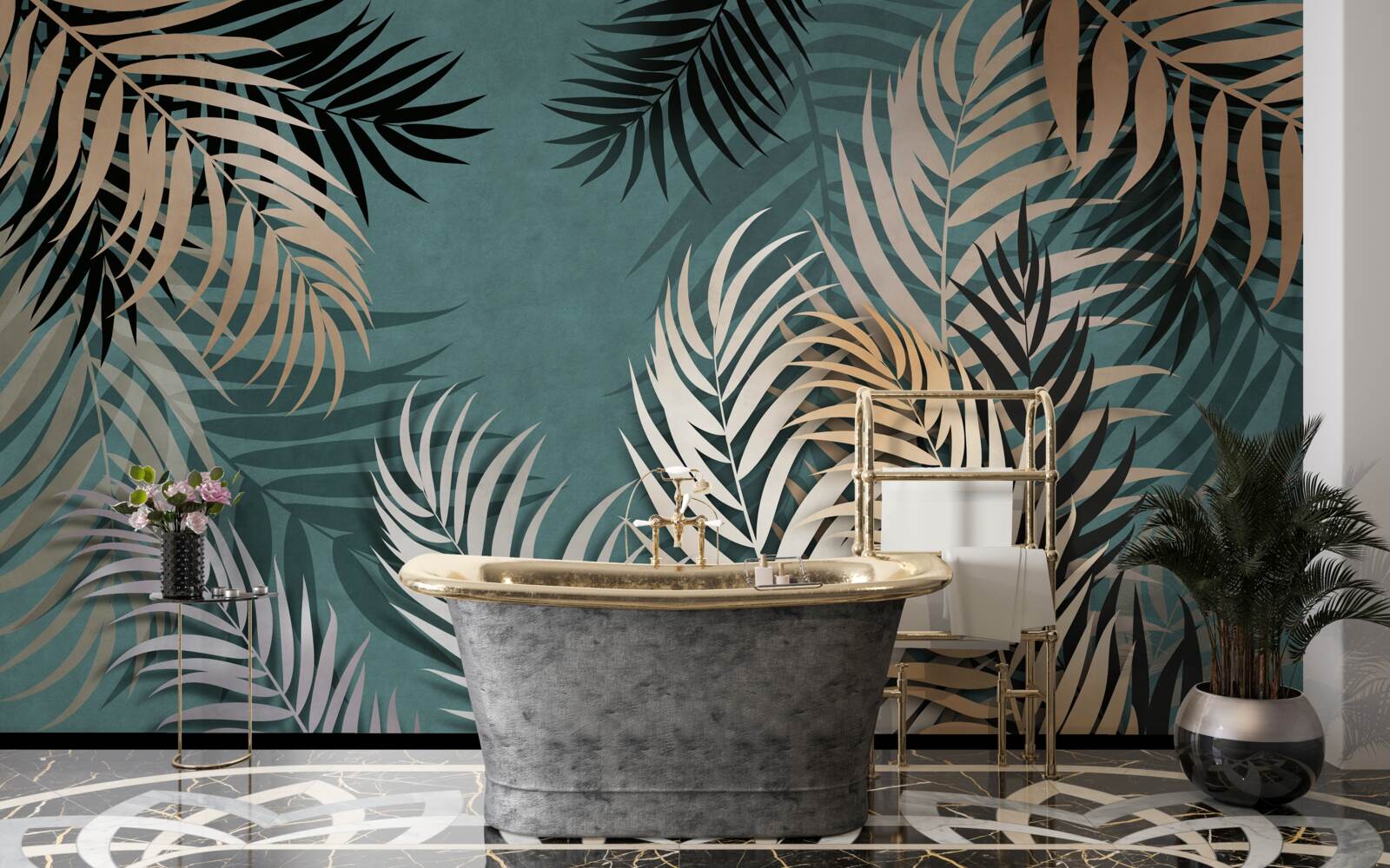 Fotobehang gouden varen bij nacht