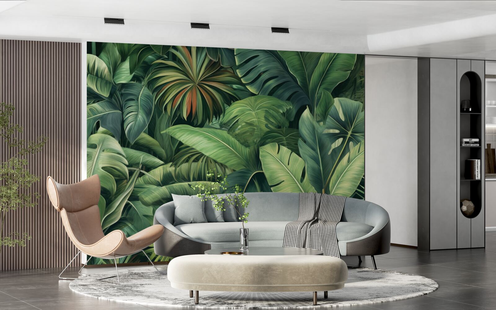 Fotobehang grote groene bladeren in de jungle