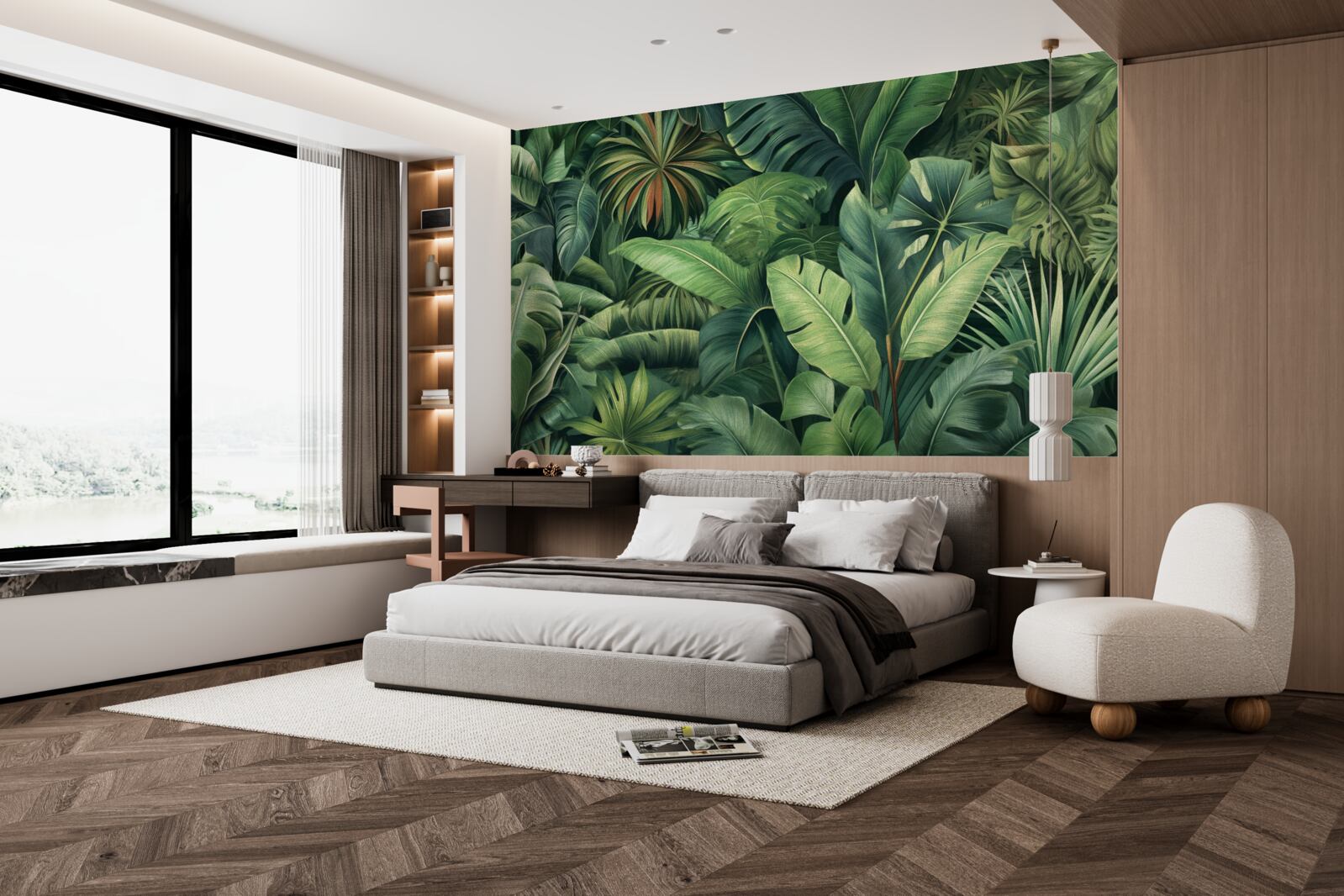 Fotobehang grote groene bladeren in de jungle