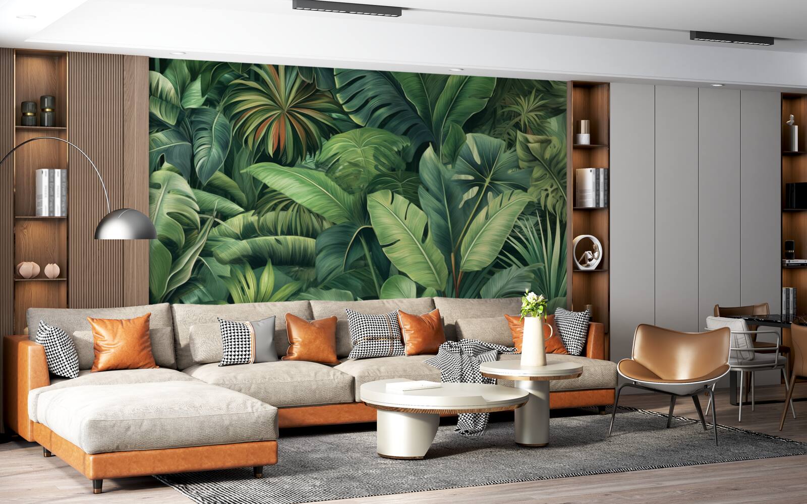 Fotobehang grote groene bladeren in de jungle