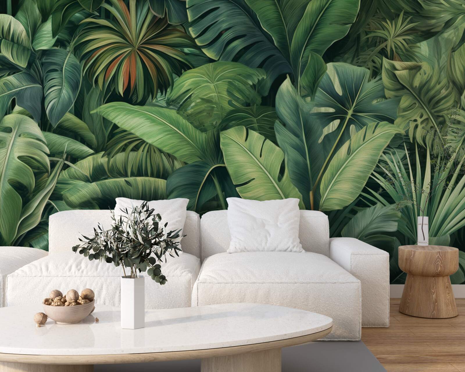 Fotobehang grote groene bladeren in de jungle