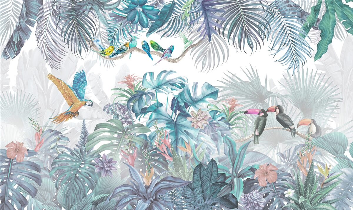 Fotobehang bos tijdens een regenbui