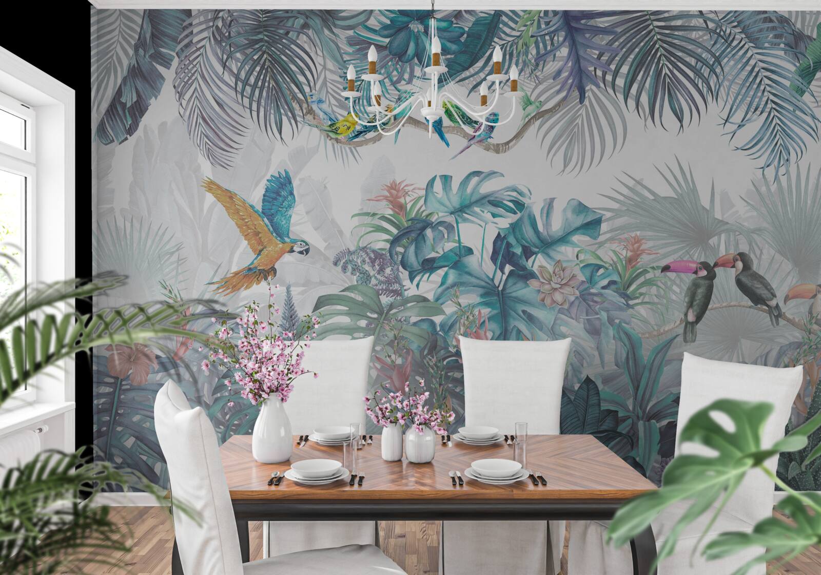 Fotobehang bos tijdens een regenbui