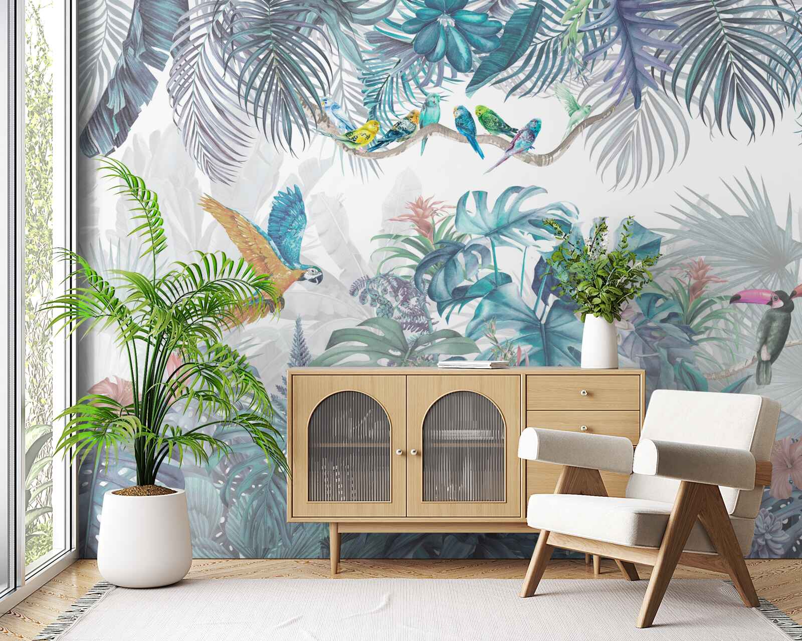 Fotobehang bos tijdens een regenbui