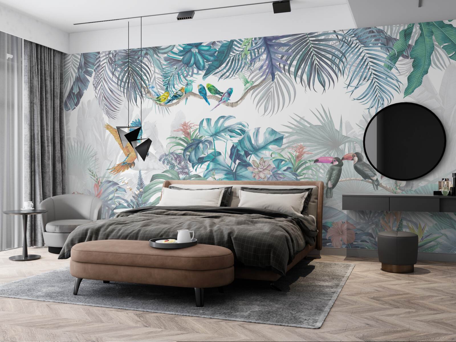 Fotobehang bos tijdens een regenbui