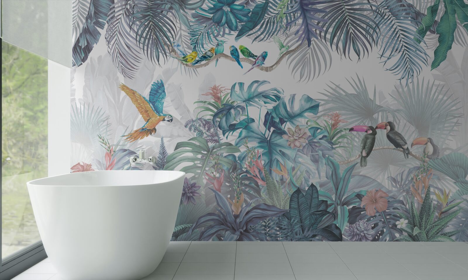 Fotobehang bos tijdens een regenbui