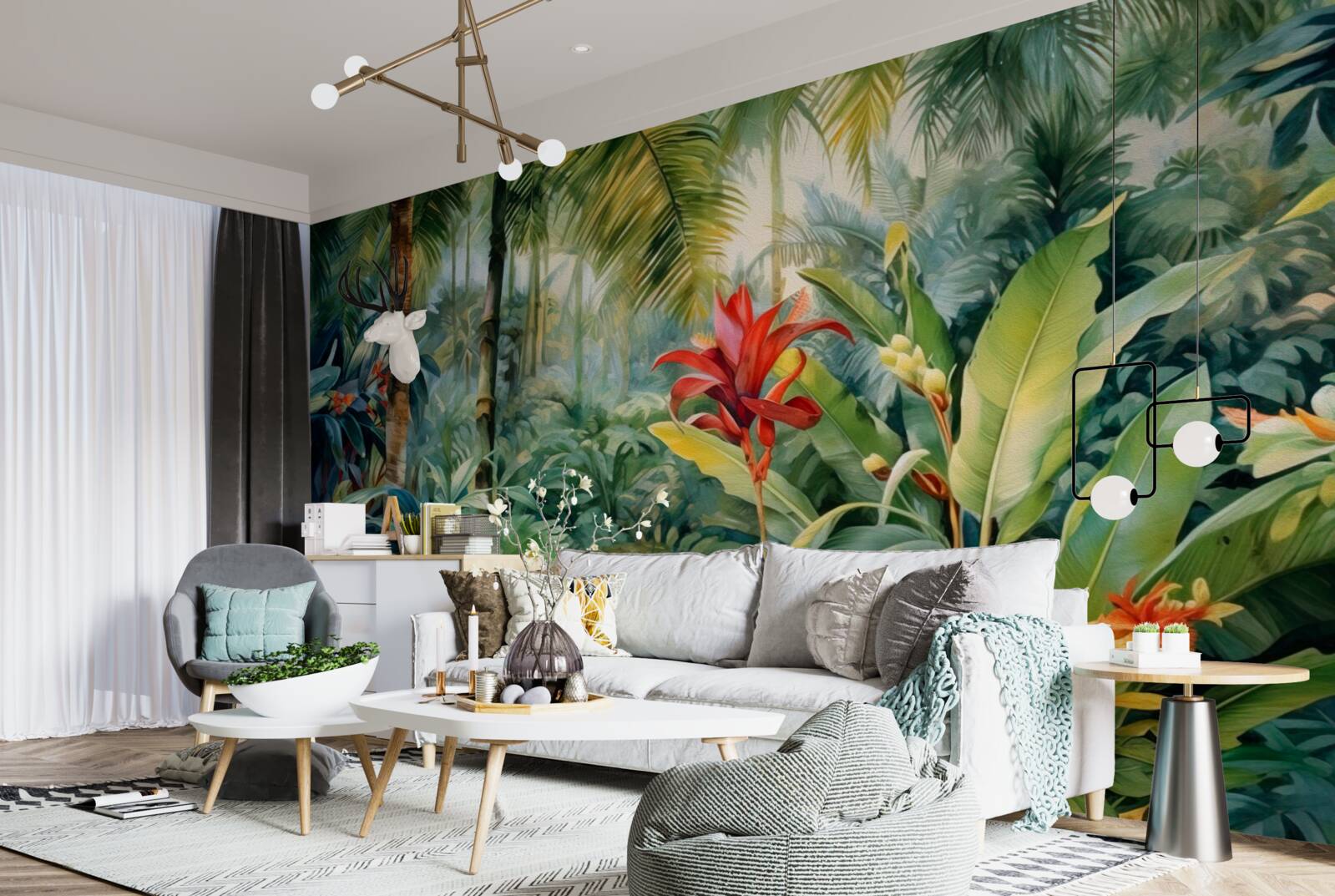 Fotobehang ongelooflijke verscheidenheid aan tropische flora