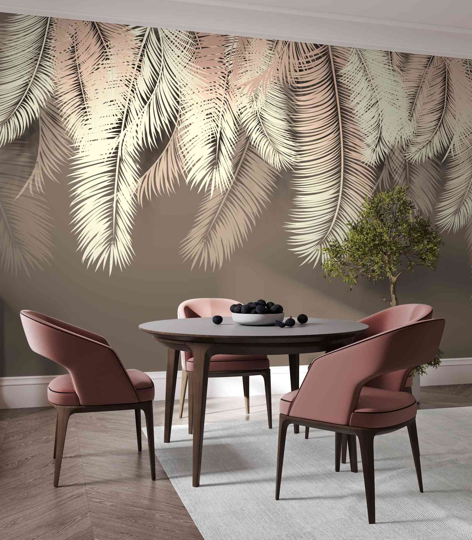 Fotobehang pluizige bladeren hangen naar beneden