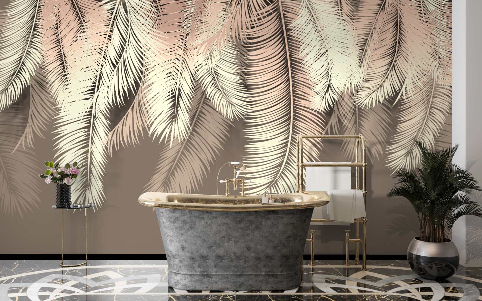 Fotobehang pluizige bladeren hangen naar beneden