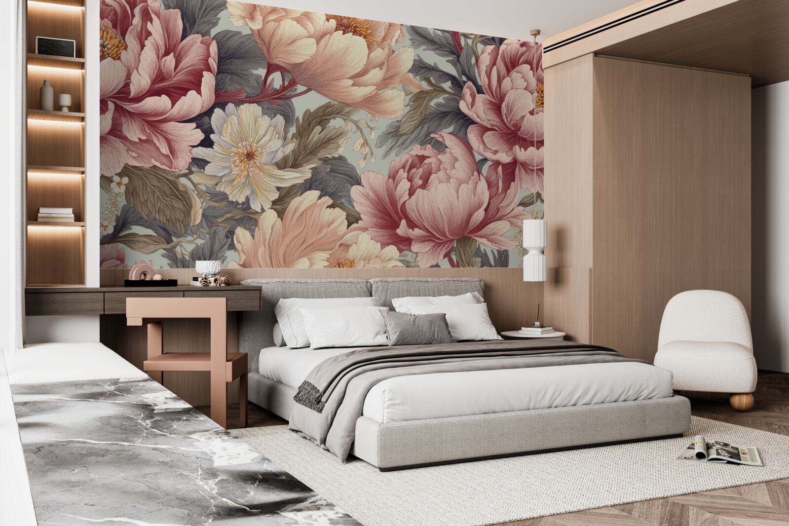 Fotobehang grote bloemen in knopstadium