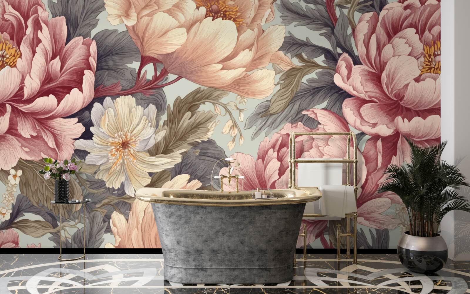 Fotobehang grote bloemen in knopstadium