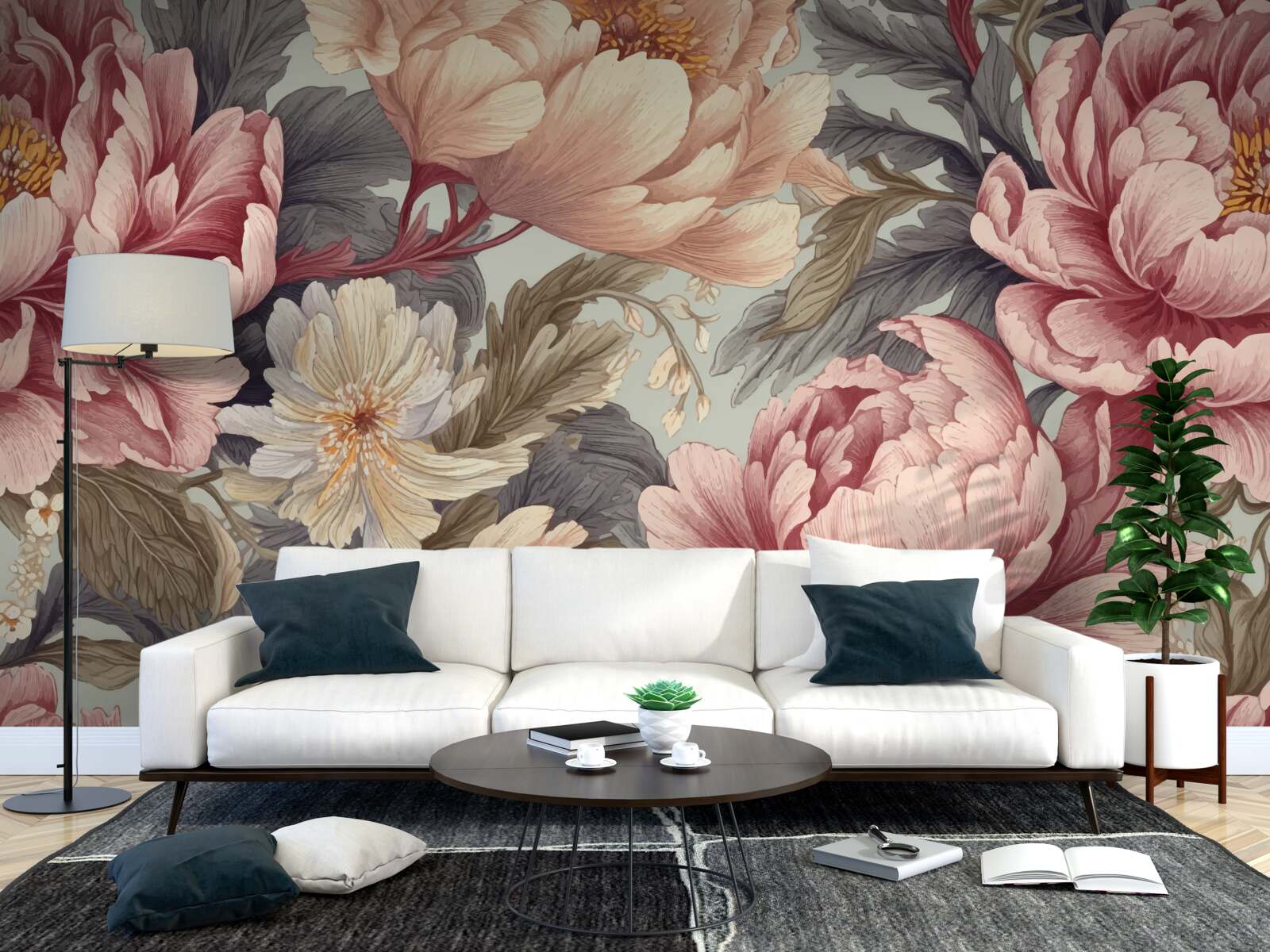 Fotobehang grote bloemen in knopstadium