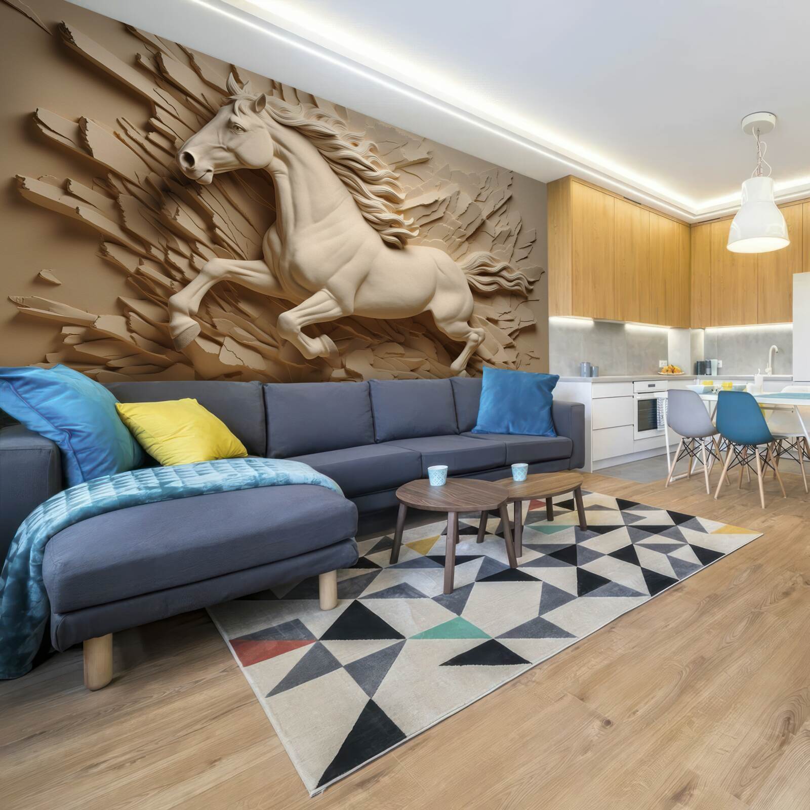 Fotobehang 3d beeld van een lopend paard