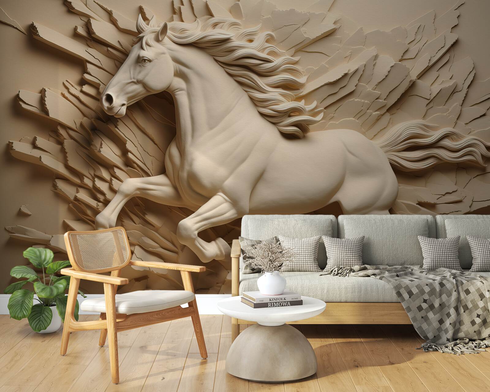 Fotobehang 3d beeld van een lopend paard