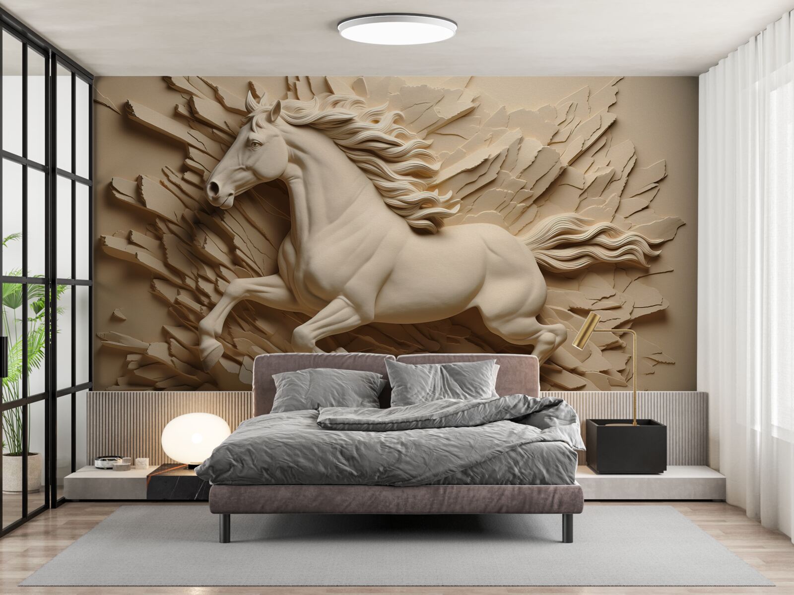 Fotobehang 3d beeld van een lopend paard