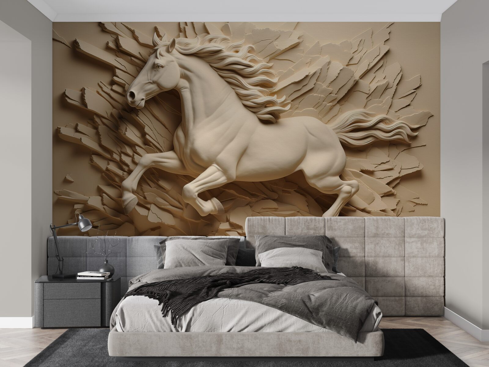 Fotobehang 3d beeld van een lopend paard