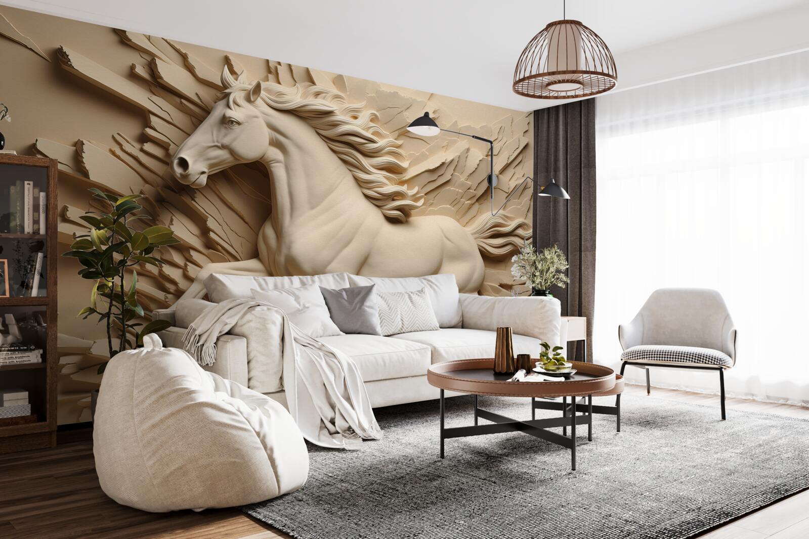 Fotobehang 3d beeld van een lopend paard