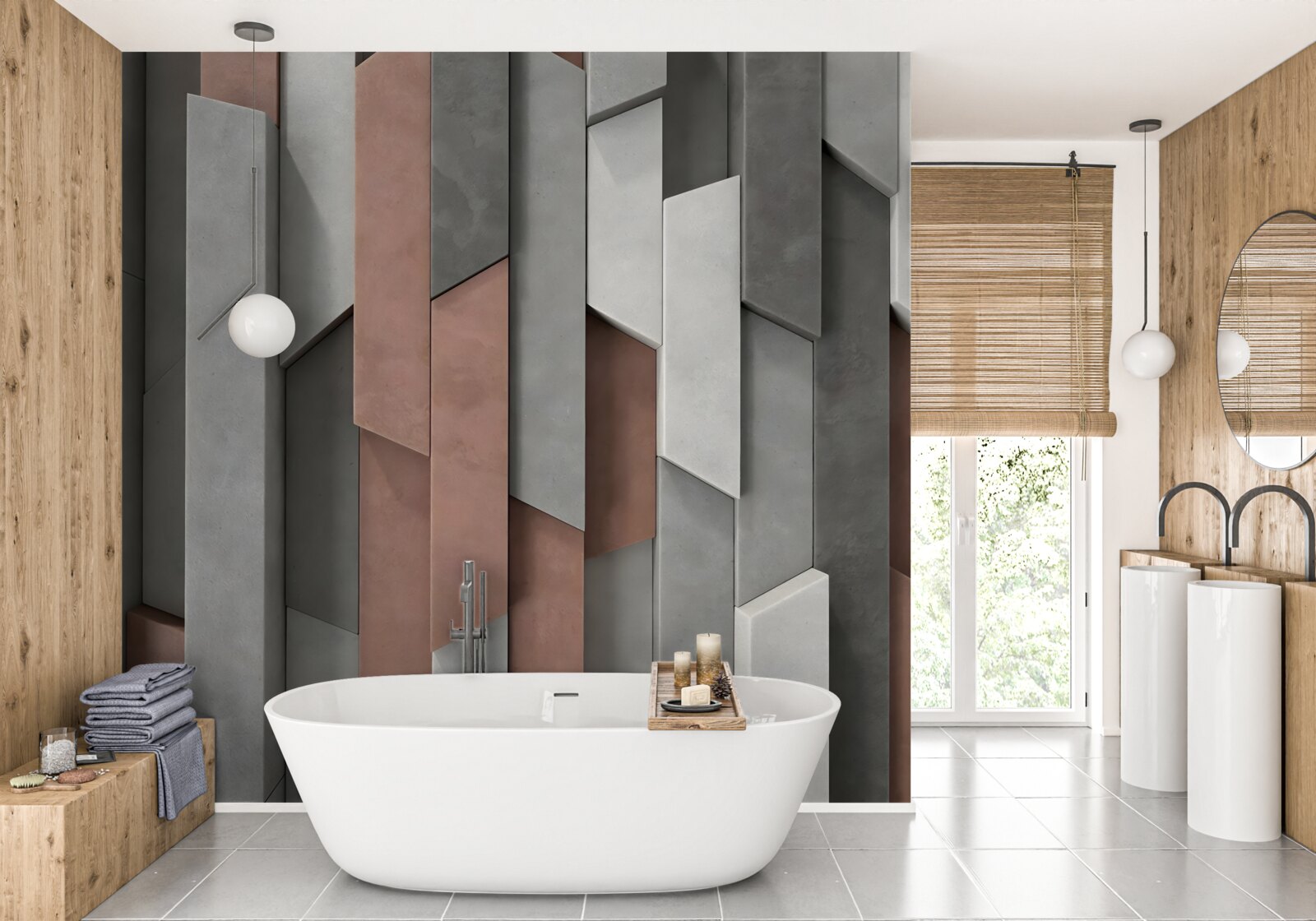 Fotobehang verticale vormen met volume