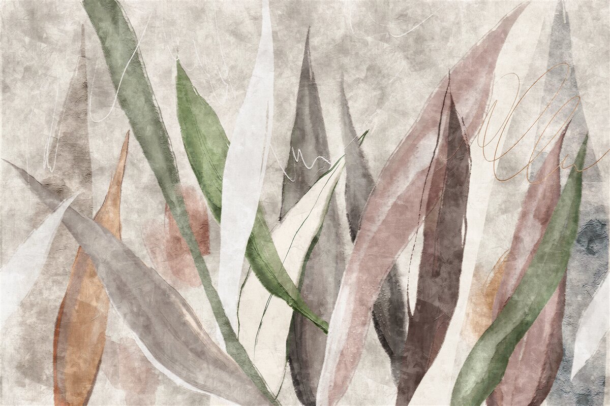 Fotobehang kleurrijke junglebladeren op lengte