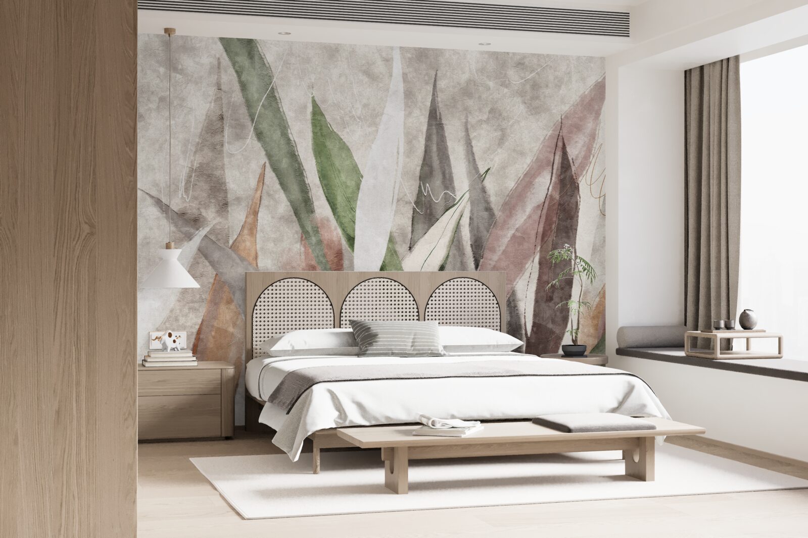 Fotobehang kleurrijke junglebladeren op lengte