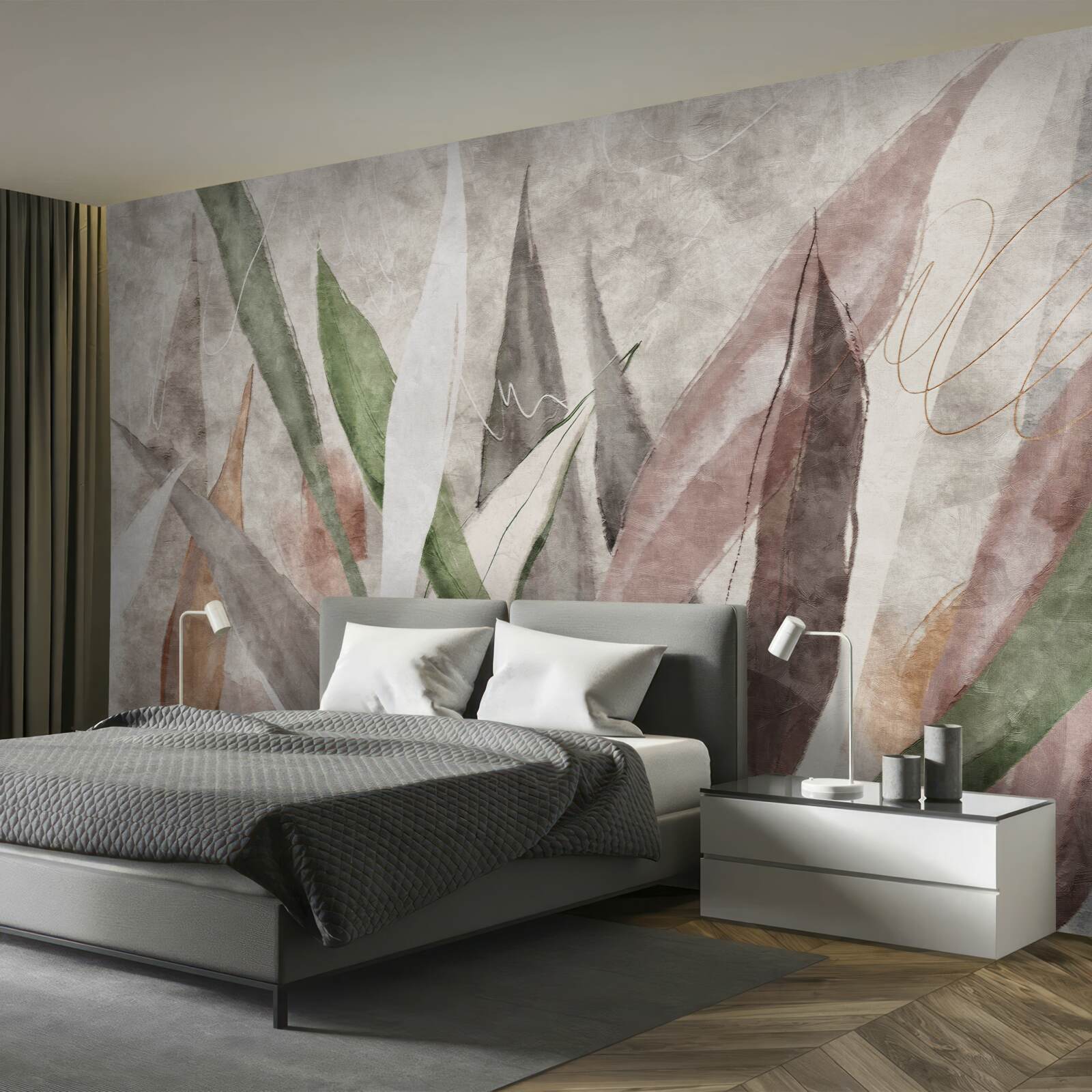 Fotobehang kleurrijke junglebladeren op lengte