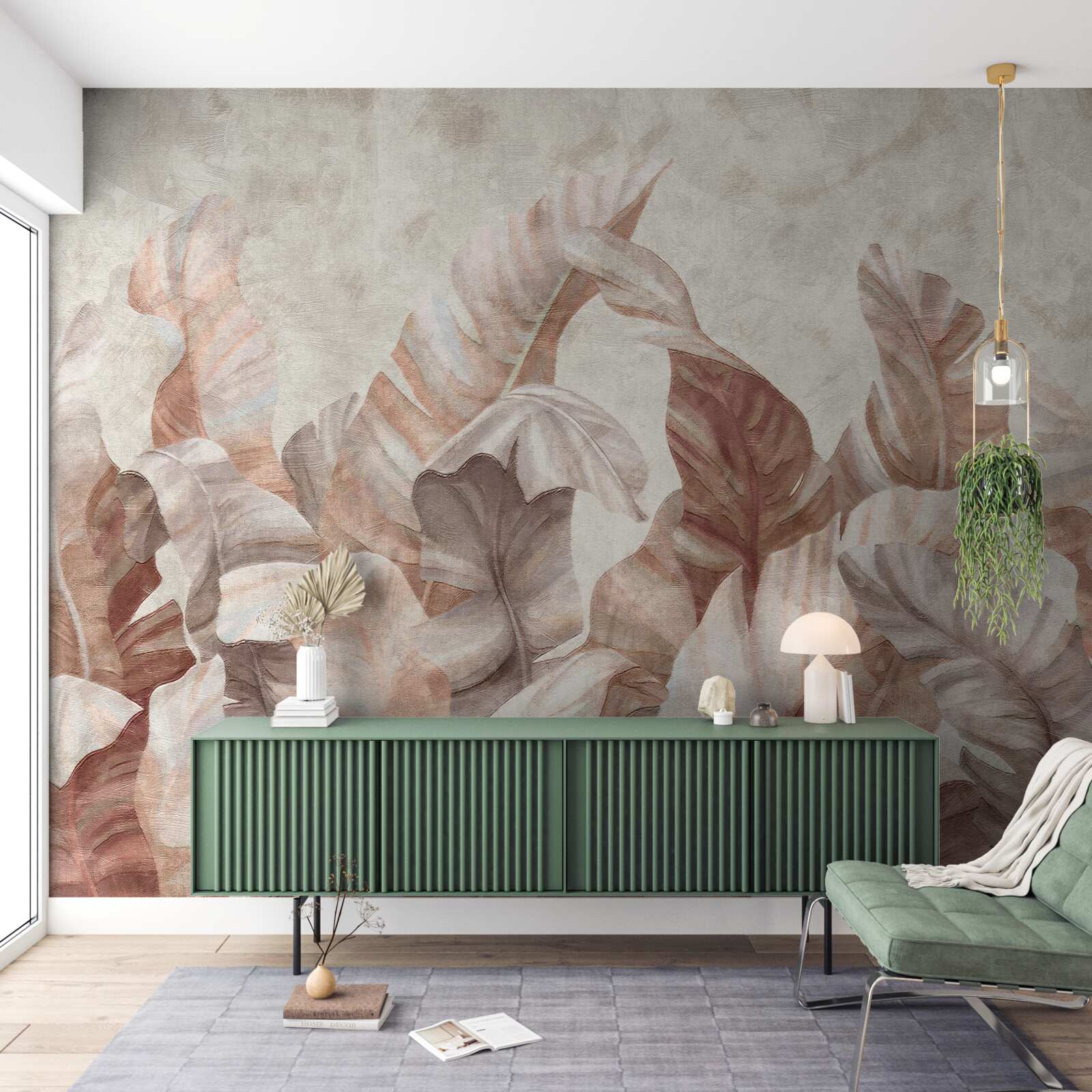 Fotobehang grote bladeren van tropische planten