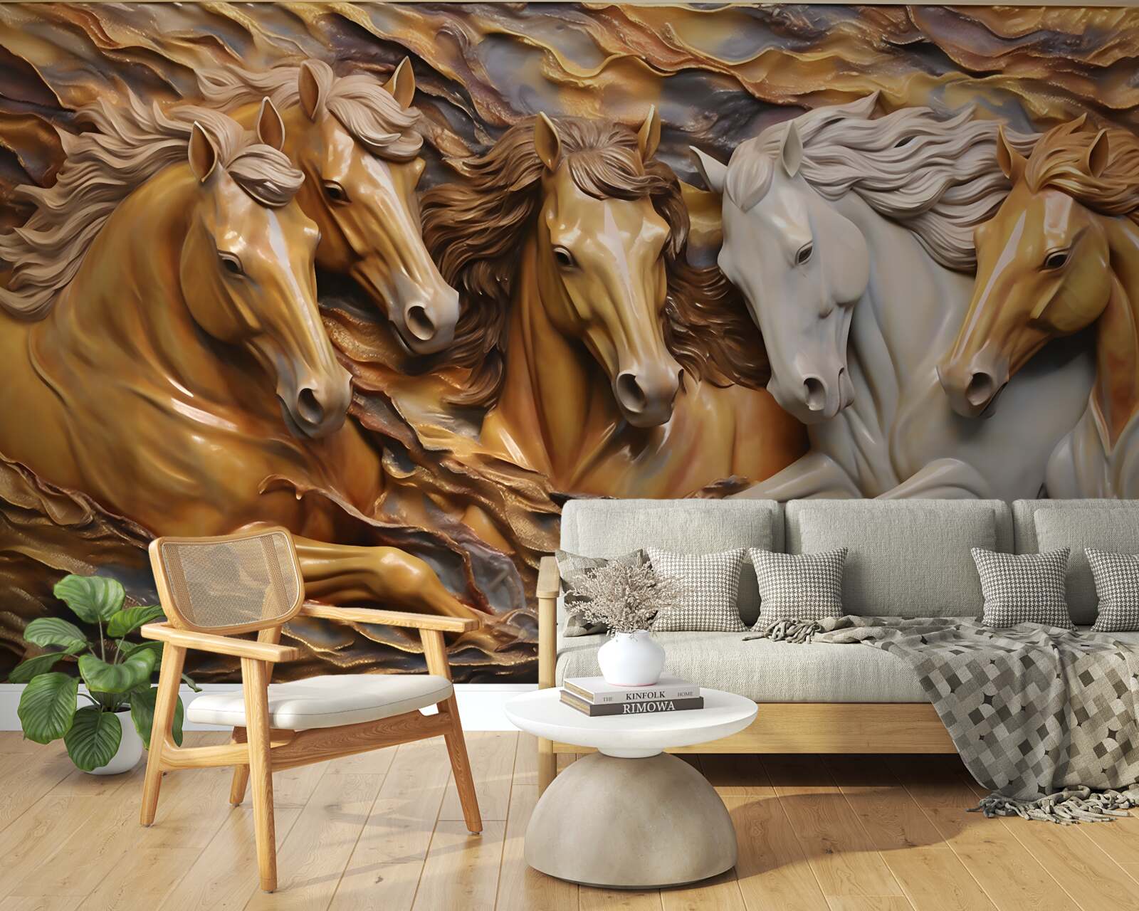 Fotobehang rennende paarden zijn licht geworden