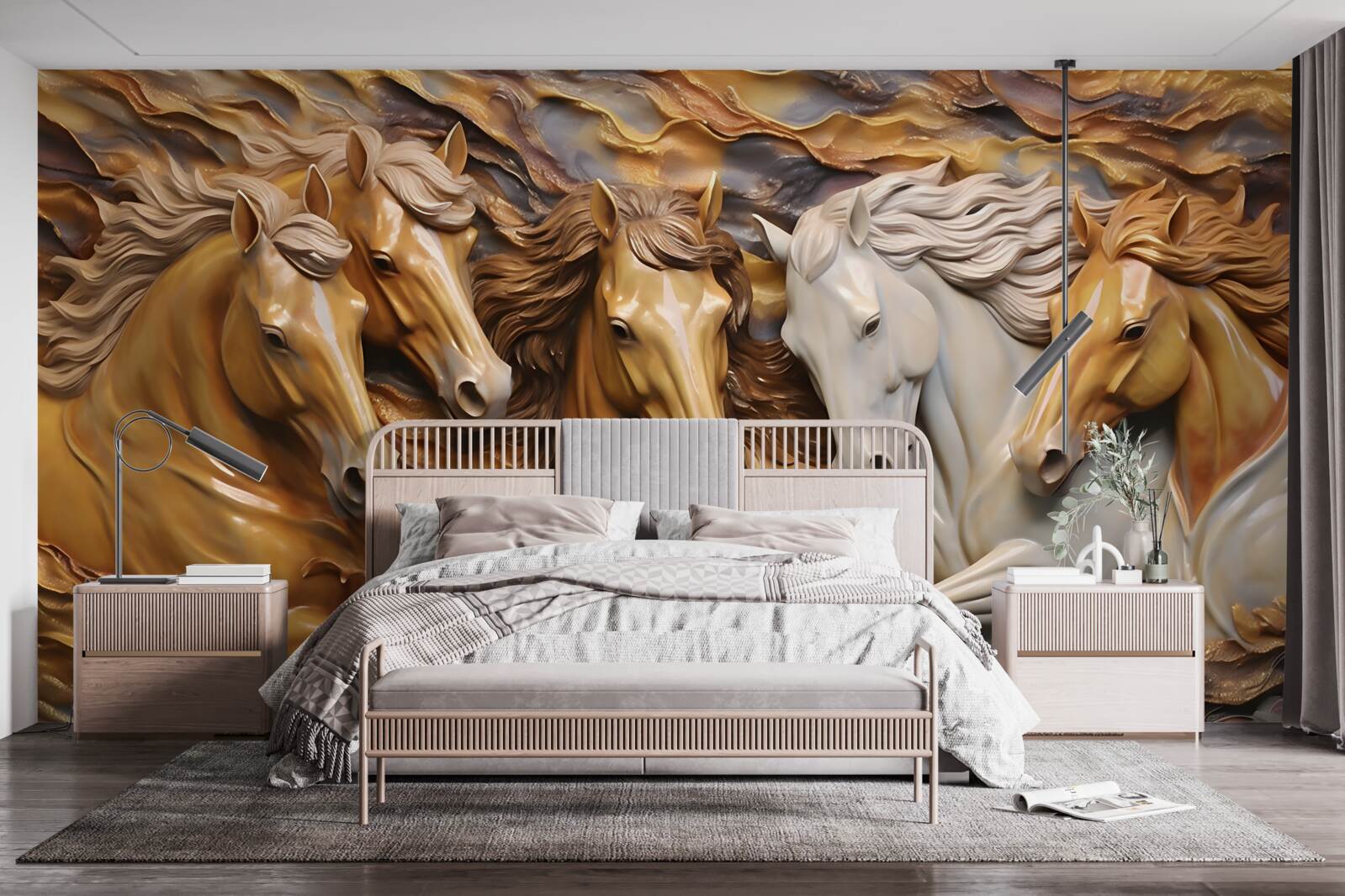 Fotobehang rennende paarden zijn licht geworden