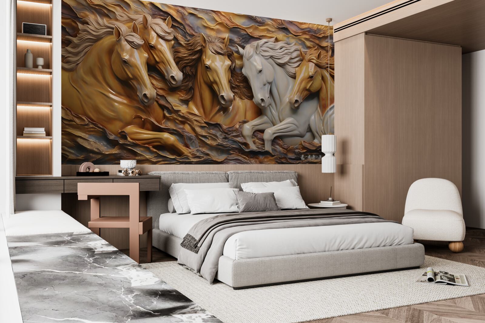 Fotobehang rennende paarden zijn licht geworden