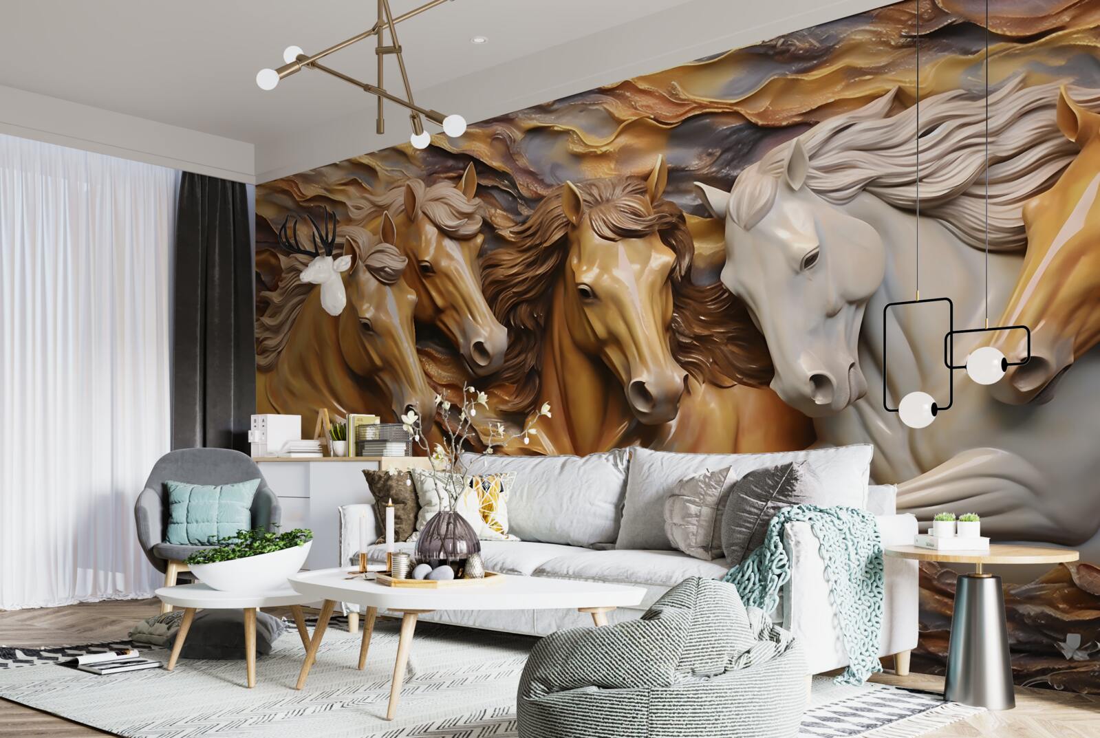 Fotobehang rennende paarden zijn licht geworden