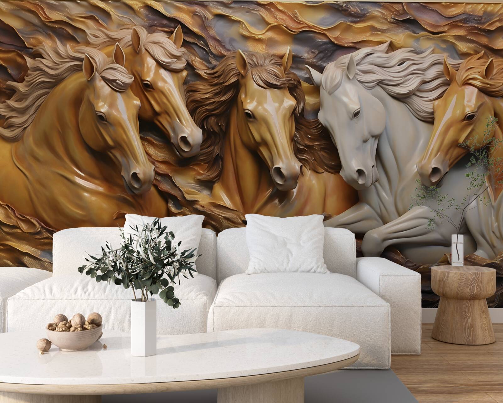 Fotobehang rennende paarden zijn licht geworden