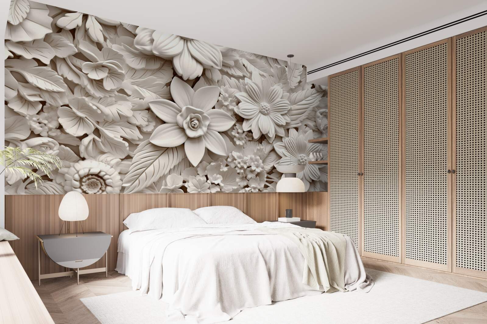 Fotobehang bloemcompositie in gips