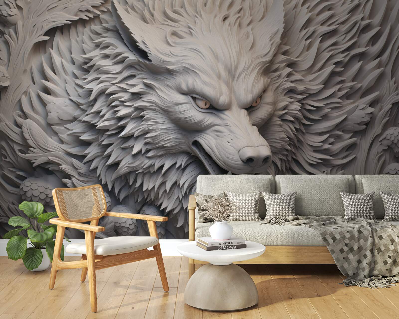 Fotobehang het krachtige gebrul van de wolf creëert een veelzijdig beeld