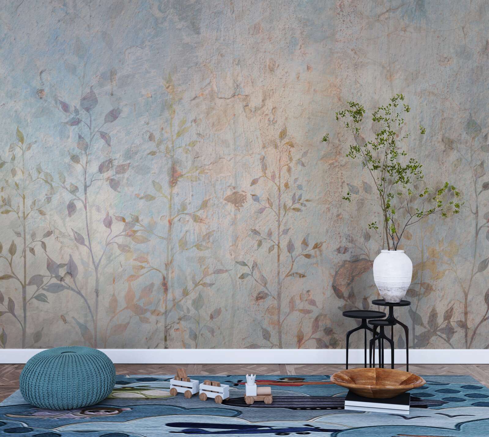 Fotobehang slanke takken als een aquarel