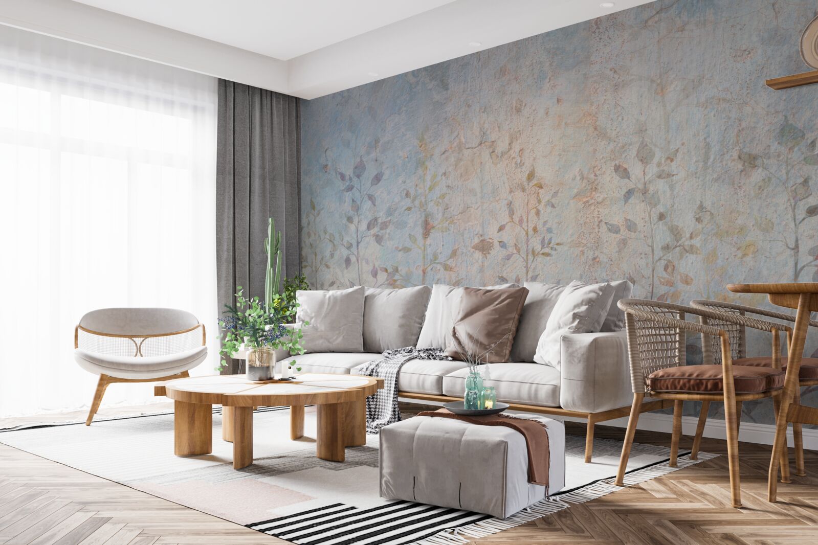 Fotobehang slanke takken als een aquarel