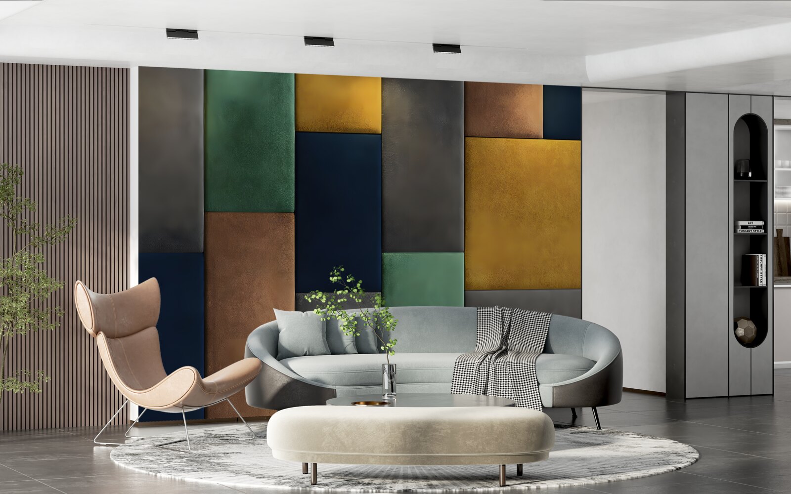 Fotobehang veelkleurige driehoeken verticaal gerangschikt