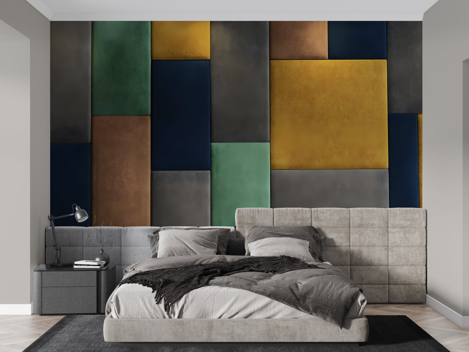 Fotobehang veelkleurige driehoeken verticaal gerangschikt