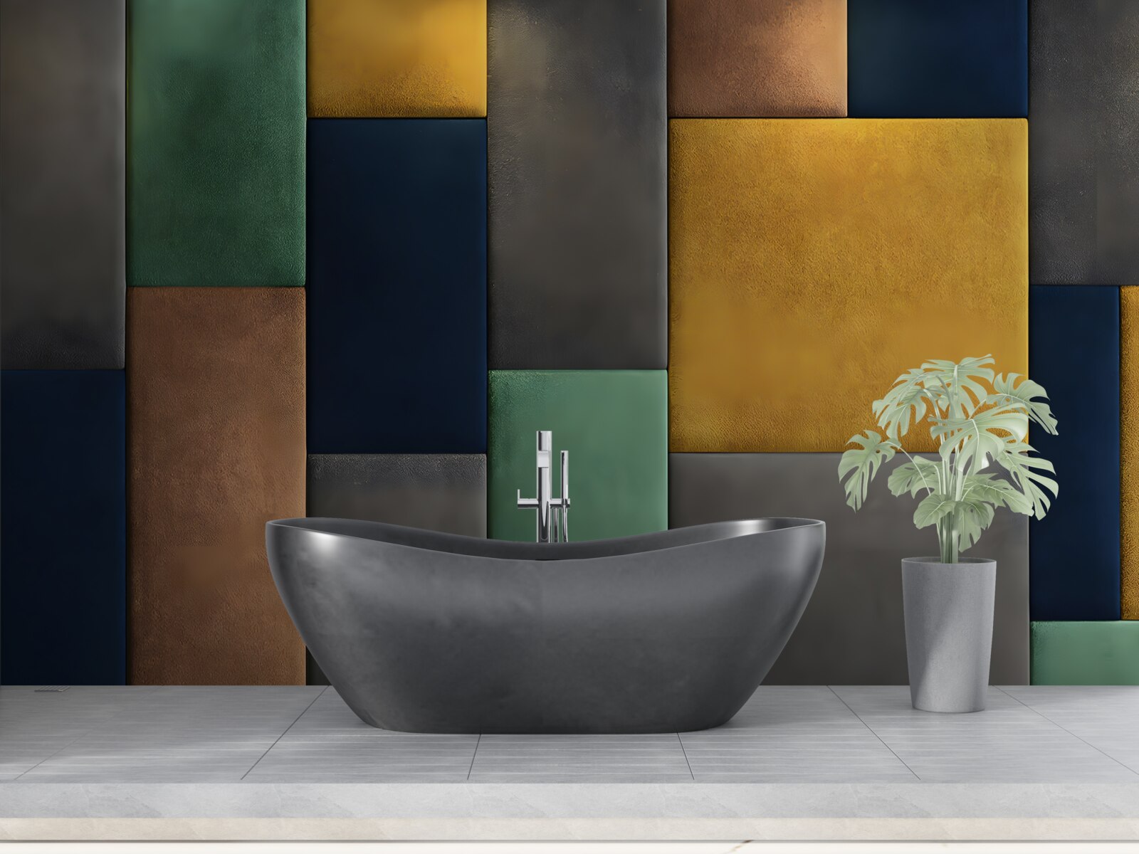 Fotobehang veelkleurige driehoeken verticaal gerangschikt