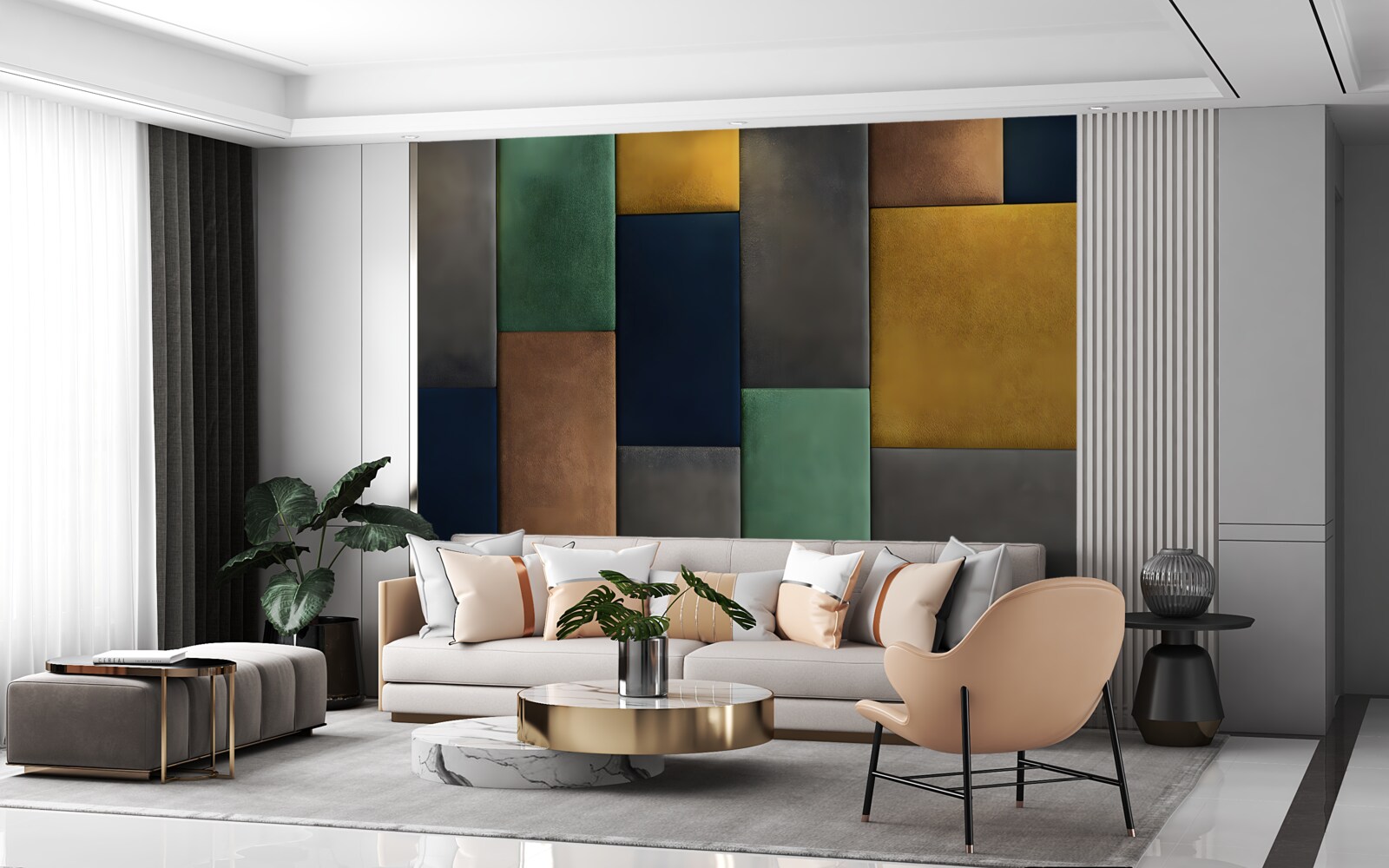 Fotobehang veelkleurige driehoeken verticaal gerangschikt