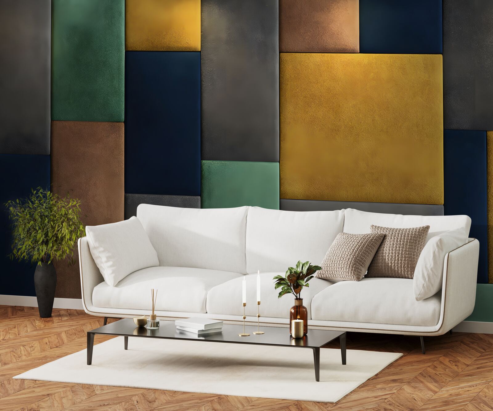 Fotobehang veelkleurige driehoeken verticaal gerangschikt